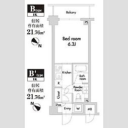 プライムアーバン田園調布南 1Kの間取図画像