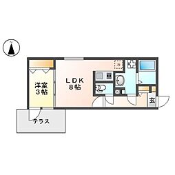 名古屋市営東山線 本陣駅 徒歩8分の賃貸マンション 1階1LDKの間取り