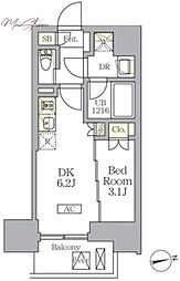 ザ・ライオンズフォーシア文京湯島 1DKの間取図画像