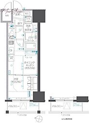 ZOOM本郷 1DKの間取図画像