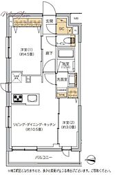 リビオメゾン湯島 2LDKの間取図画像
