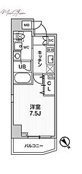 STAGEFIRST浅草橋3 1Kの間取図画像