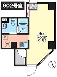 BloomTowerUeno ワンルームの間取図画像
