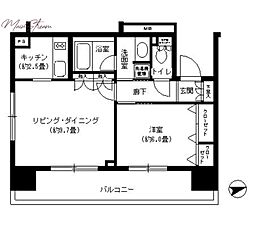 パークキューブ浅草田原町 1LDKの間取図画像