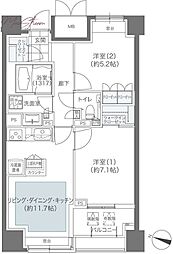 メゾンカルム本郷 2LDKの間取図画像