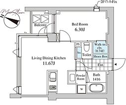 CasaAlbore 1LDKの間取図画像