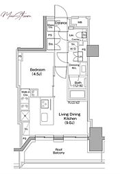 ザ・パークハビオ小石川 1LDKの間取図画像