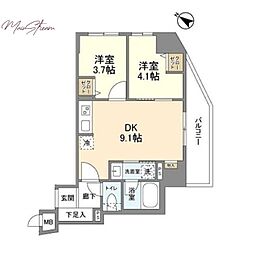 リビオメゾン日本橋久松町 2DKの間取図画像