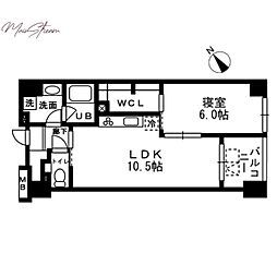 レジディア日本橋浜町 1LDKの間取図画像