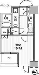 東神田テラスレジデンス ワンルームの間取図画像