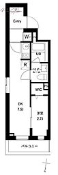 プレセダン千駄木 1DKの間取図画像