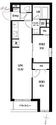 プレセダン千駄木 2LDKの間取図画像