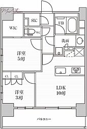 SEASONFLATS上野稲荷町 2LDKの間取図画像