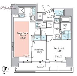 アーバネックス千代田淡路町 2LDKの間取図画像