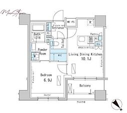 ParkAxis茅場町 1LDKの間取図画像