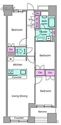 レジディア日本橋馬喰町 3LDKの間取図画像
