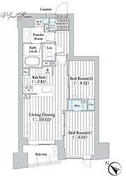 ザ・グランクラッセ日本橋イースト 2LDKの間取図画像