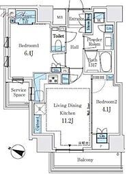 パークホームズ文京白山ヒルテラス 2LDKの間取図画像