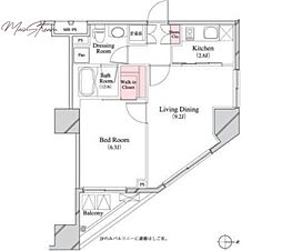 パークキューブ八丁堀 1LDKの間取図画像