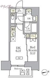 ザ・ライオンズフォーシア文京湯島 1階1DKの間取り