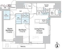 パークホームズ本郷三丁目 3階2LDKの間取り