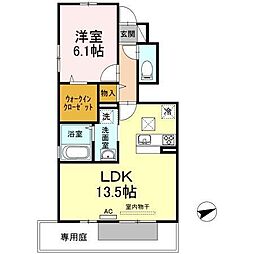 高松琴平電気鉄道琴平線 一宮駅 5.1kmの賃貸アパート 1階1LDKの間取り