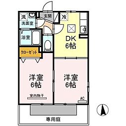 香川県高松市伏石町924-2の賃貸アパート 1階1LDKの間取り