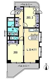高松琴平電気鉄道志度線 琴電屋島駅 徒歩4分の賃貸マンション 6階2LDKの間取り