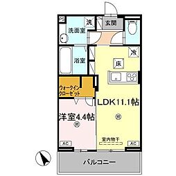 JR高徳線 昭和町駅 徒歩9分の賃貸アパート 1階1LDKの間取り