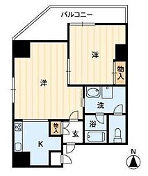 JR予讃線 高松駅 徒歩2分の賃貸マンション 4階2Kの間取り