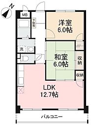 高松琴平電気鉄道志度線 琴電屋島駅 徒歩2分の賃貸マンション 3階2LDKの間取り