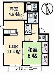 JR高徳線 木太町駅 徒歩16分の賃貸アパート 1階2LDKの間取り