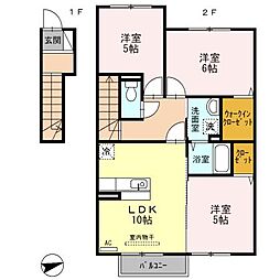 高松琴平電気鉄道琴平線 仏生山駅 徒歩19分の賃貸アパート 2階3LDKの間取り
