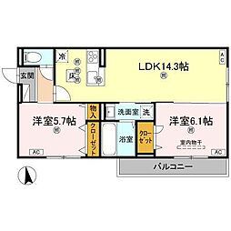 セレノアールA 2LDKの間取図画像