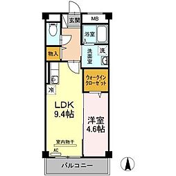 香川県高松市林町2532-2の賃貸マンション 3階1LDKの間取り