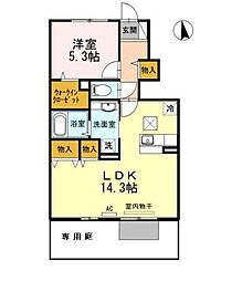 JR予讃線 国分駅 徒歩13分の賃貸アパート 1階1LDKの間取り