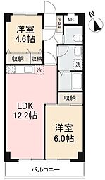 高松琴平電気鉄道志度線 沖松島駅 徒歩7分の賃貸マンション 6階2LDKの間取り