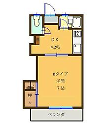 エステート鎌田1 1DKの間取図画像