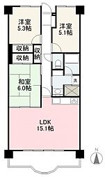 プレジールマンション11 3LDKの間取図画像