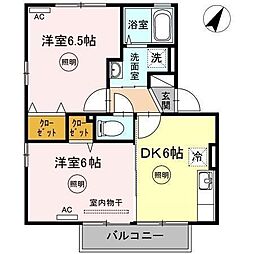 クレシェンドM 2DKの間取図画像