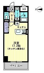 アルファレガロ中央町 1Kの間取図画像