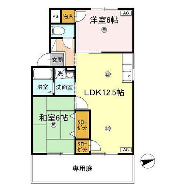 香川県高松市国分寺町国分(賃貸アパート2LDK・1階・54.42㎡)の写真 その2