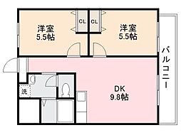 ドミールサニー丹生 2DKの間取図画像
