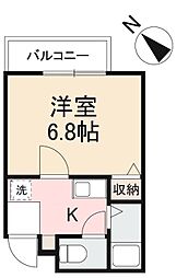 グロリアスハイム 1Kの間取図画像