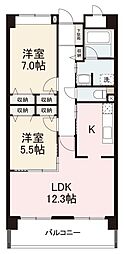 ラルジュ玉藻 2LDKの間取図画像