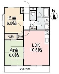 香川県高松市上天神町272-1の賃貸マンション 3階2LDKの間取り
