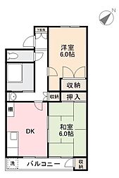 溝渕マンション 2DKの間取図画像