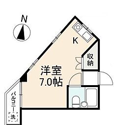 栄香ハイツ ワンルームの間取図画像