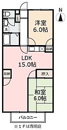 JR予讃線 香西駅 徒歩18分の賃貸アパート 2階2LDKの間取り