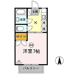 コンフォート屋島 1Kの間取図画像